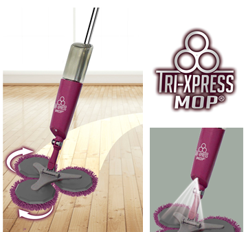 Mopa Tripla de Microfibra com Cabeçais Rotativos Pulverizadores e Braço Extensível