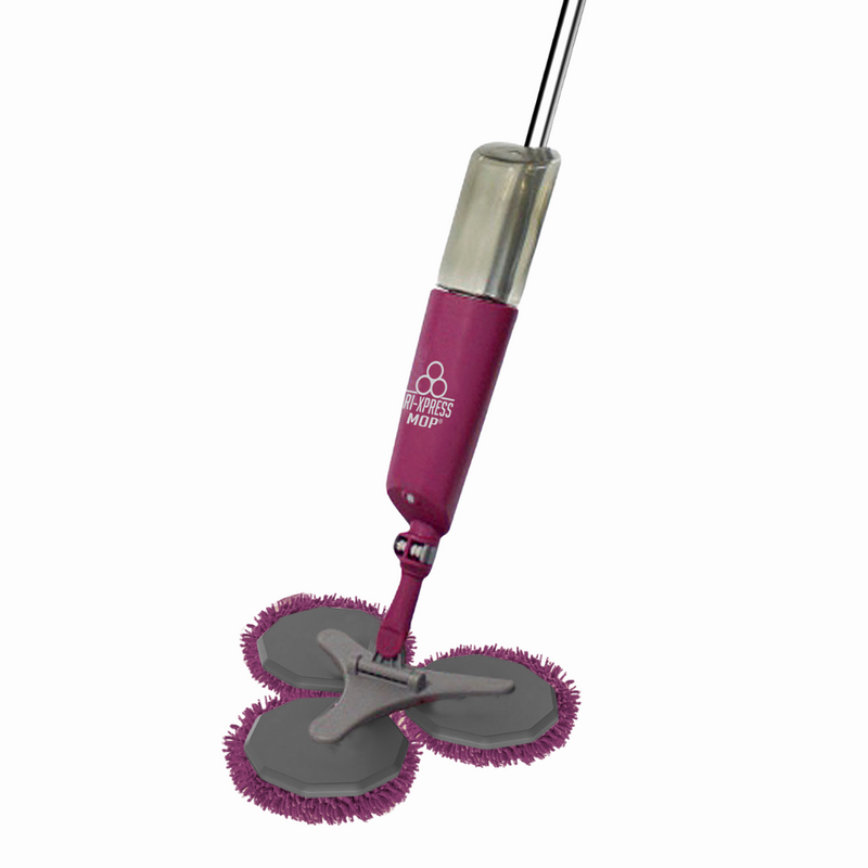 Mopa Tripla de Microfibra com Cabeçais Rotativos Pulverizadores e Braço Extensível