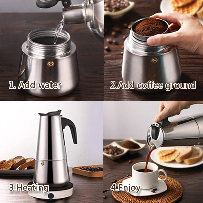 Cafeteira italiana de aço inoxidável