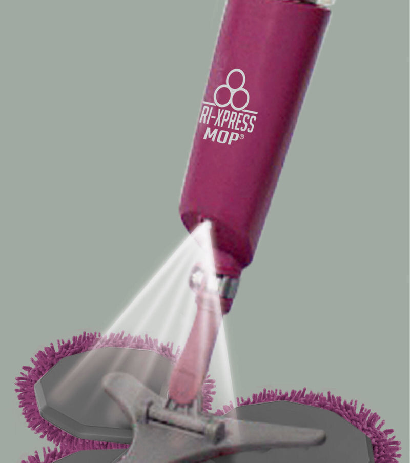 Mopa Tripla de Microfibra com Cabeçais Rotativos Pulverizadores e Braço Extensível